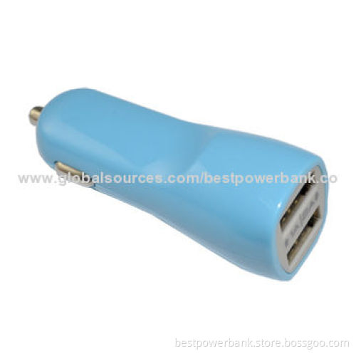 Electric Type and Mobile Phone Use USB Car Chargers, 5V/2.1A Output, Made of ABS